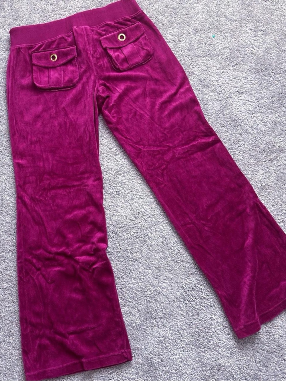 Y2K Mossimo Velour Wide Leg Lounge Pants Magenta Cargo Pocket McBling Size L